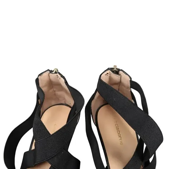 Liz Claiborne Shoes Womens 7 Wedge Sandal Fashion Heel Zip Strappy Black Classic - Picture 3 of 13